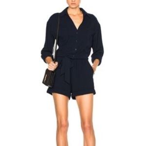 Frame Denim Navy Blue Long-Sleeve Romper